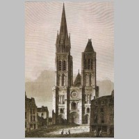 Saint Denis, before the dismantling of the north tower (c. 1844 – 1845), scan Felix Benoist, Wikipedia.jpg