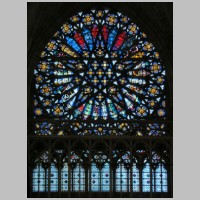 Abbaye Saint-Ouen de Rouen, photo Tango7174, Wikipedia. Rose, bras nord du transept.jpg
